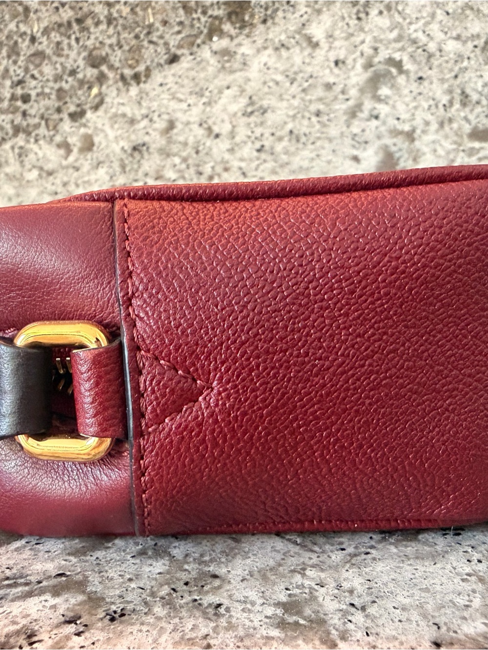 Burberry Burgundy Leather Crossbody with Vintage Check and Gold Hardware - Picture 5 of 16